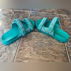 NEW!!! Coach Sculpt C Denim BD Slip-on Slide Sandal- Ivy/Aqua/Women’s Size 10B